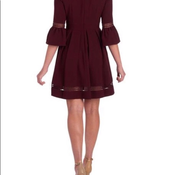 Designer Illusion Hemline Bell Sleeve Dress - Picture 2 of 6